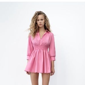 Zara Pink Poplin Mini Dress size M